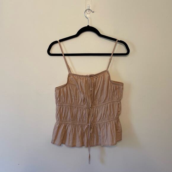 And Now This L tank top beige coastal grandma ruche ruffle casual summer beach - Picture 1 of 7